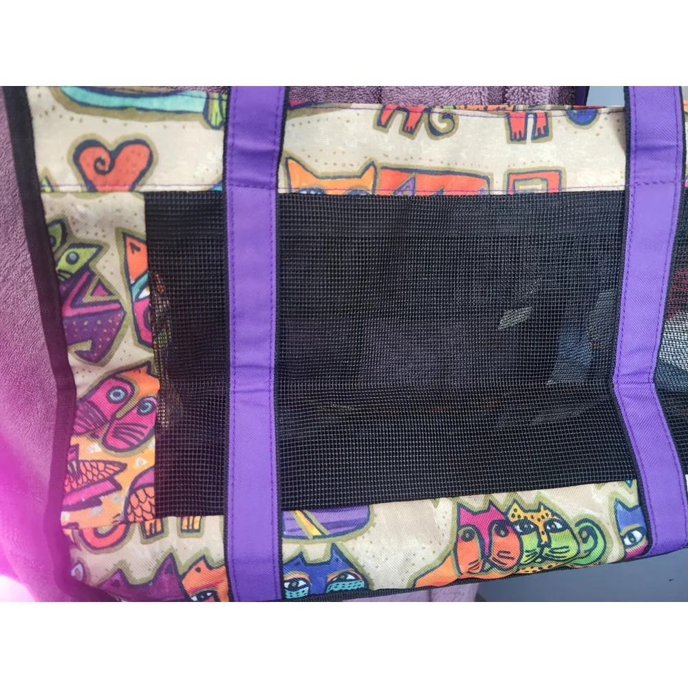 Laurel Burch Cat & Dog Carrier Art Tote Canvas Mesh Canvas Soft New with Tags